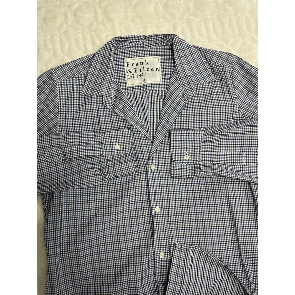Frank & Eileen Button Up Shirt Womens Medium Blue Plaid Barry Cotton Button Up - Picture 9 of 10